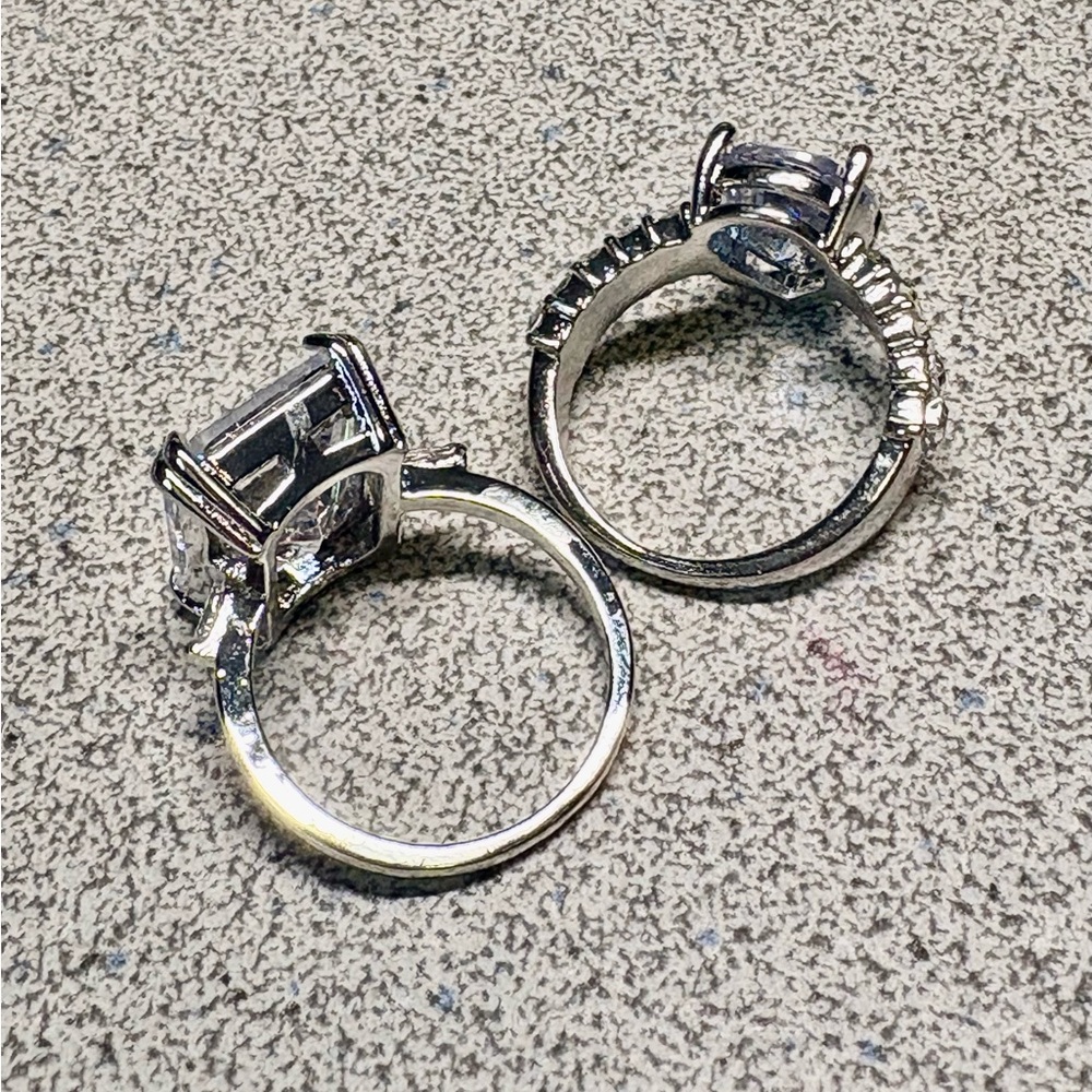 Elegant Silver Crystal Rings Set NWT - Picture 8 of 10
